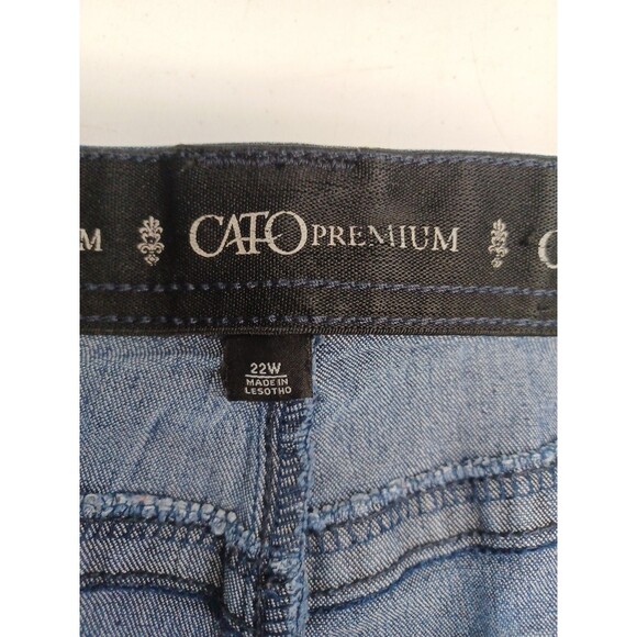 Cato Denim Blue Jeans Size 22W Pockets Distressed Elastic Waistband - Picture 8 of 9